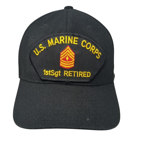 US Marine Corps Baseball Cap Black One Size Adjustable Embroidered Decky - Picture 1 of 9